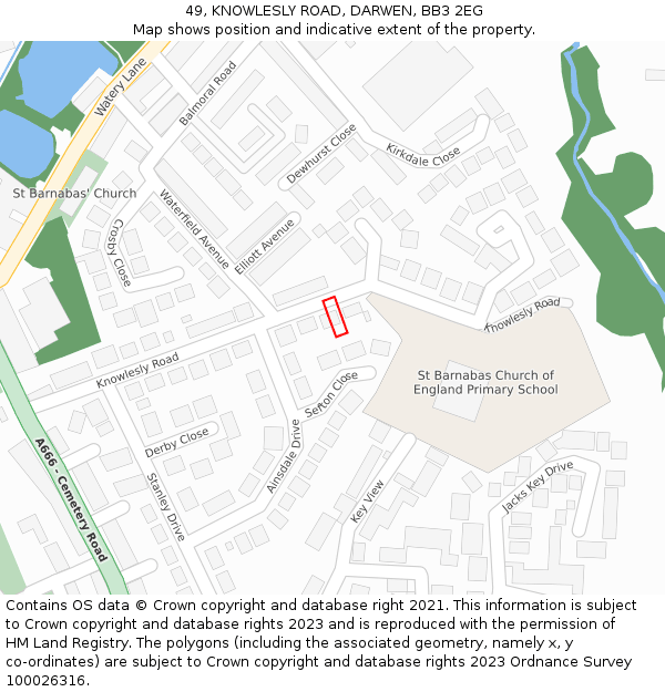 49, KNOWLESLY ROAD, DARWEN, BB3 2EG: Location map and indicative extent of plot