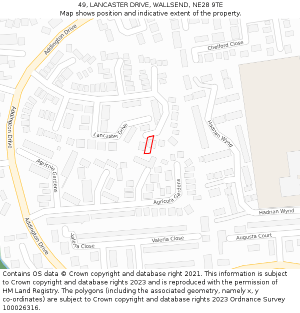 49, LANCASTER DRIVE, WALLSEND, NE28 9TE: Location map and indicative extent of plot