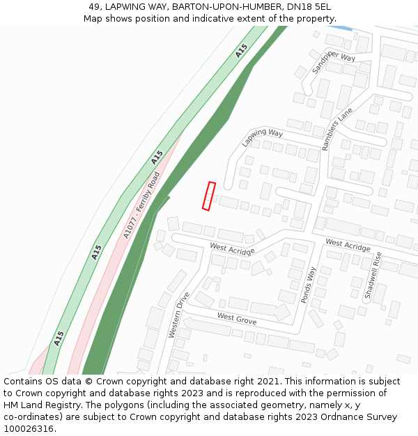 49, LAPWING WAY, BARTON-UPON-HUMBER, DN18 5EL: Location map and indicative extent of plot