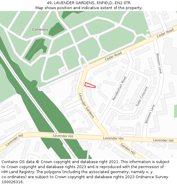 49, LAVENDER GARDENS, ENFIELD, EN2 0TR: Location map and indicative extent of plot