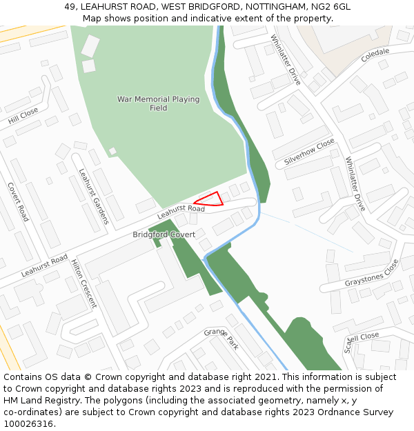 49, LEAHURST ROAD, WEST BRIDGFORD, NOTTINGHAM, NG2 6GL: Location map and indicative extent of plot