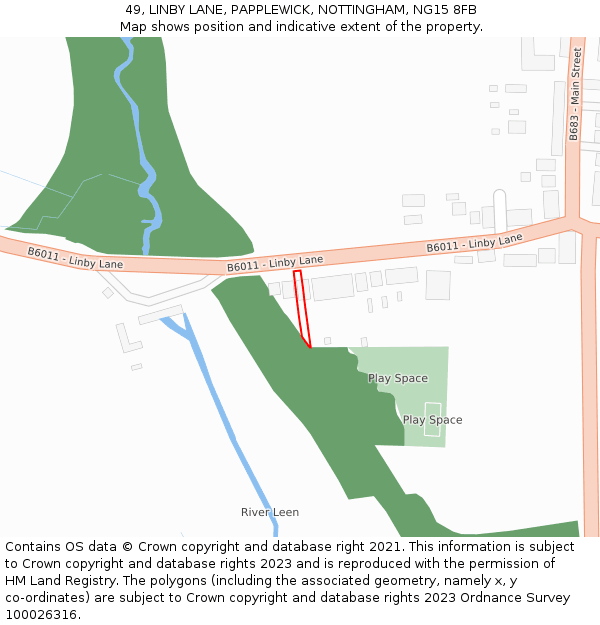 49, LINBY LANE, PAPPLEWICK, NOTTINGHAM, NG15 8FB: Location map and indicative extent of plot