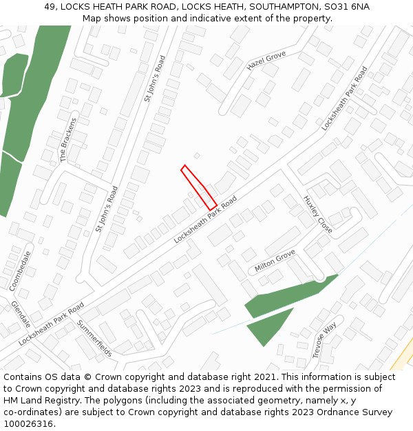 49, LOCKS HEATH PARK ROAD, LOCKS HEATH, SOUTHAMPTON, SO31 6NA: Location map and indicative extent of plot