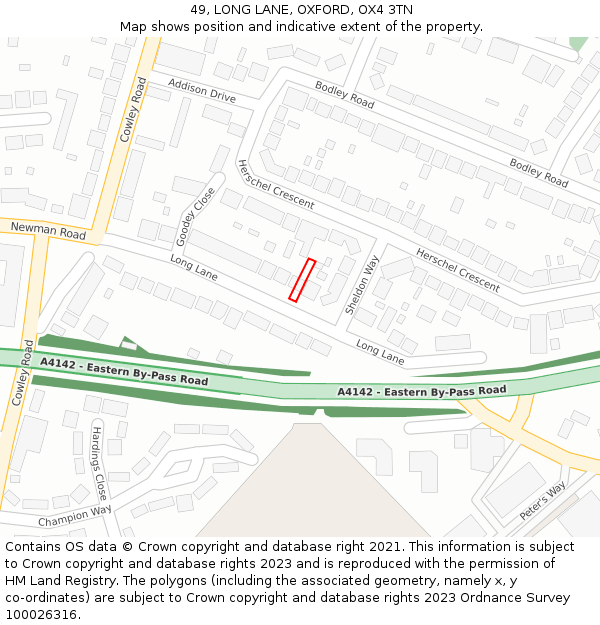 49, LONG LANE, OXFORD, OX4 3TN: Location map and indicative extent of plot