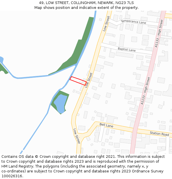 49, LOW STREET, COLLINGHAM, NEWARK, NG23 7LS: Location map and indicative extent of plot