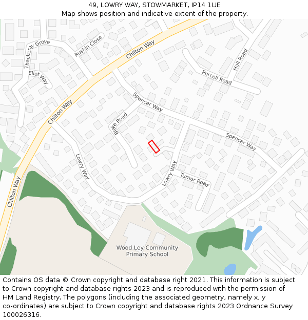 49, LOWRY WAY, STOWMARKET, IP14 1UE: Location map and indicative extent of plot