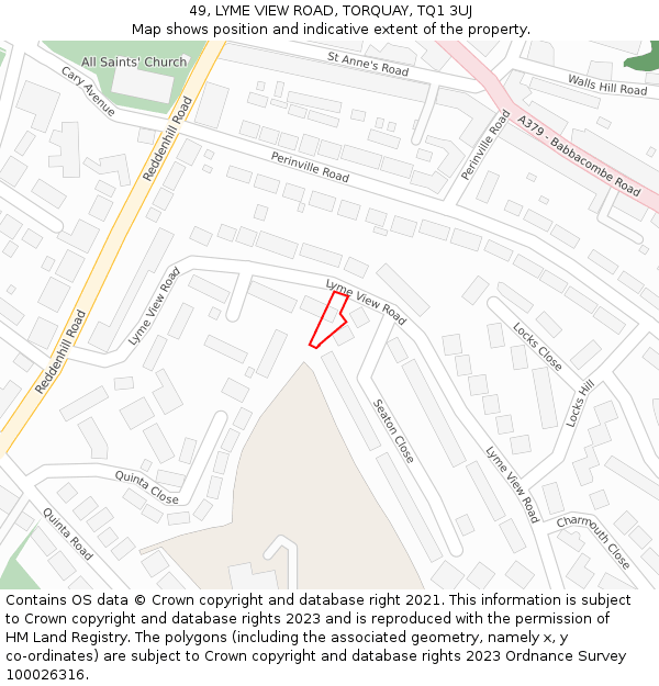 49, LYME VIEW ROAD, TORQUAY, TQ1 3UJ: Location map and indicative extent of plot