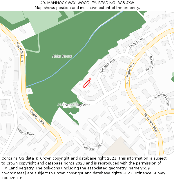 49, MANNOCK WAY, WOODLEY, READING, RG5 4XW: Location map and indicative extent of plot
