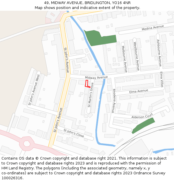 49, MIDWAY AVENUE, BRIDLINGTON, YO16 4NR: Location map and indicative extent of plot