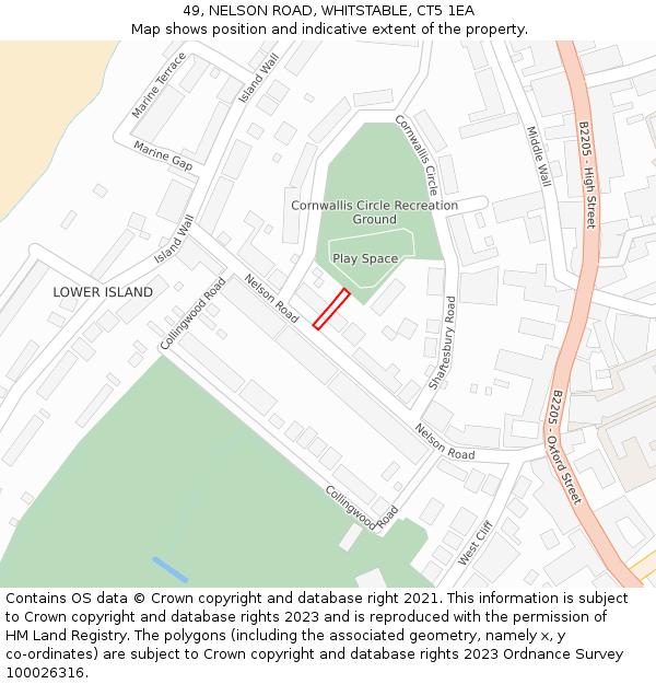 49, NELSON ROAD, WHITSTABLE, CT5 1EA: Location map and indicative extent of plot