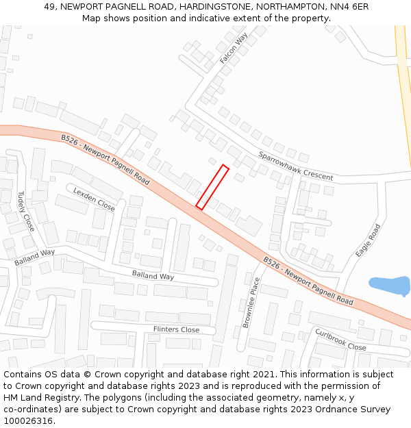 49, NEWPORT PAGNELL ROAD, HARDINGSTONE, NORTHAMPTON, NN4 6ER: Location map and indicative extent of plot