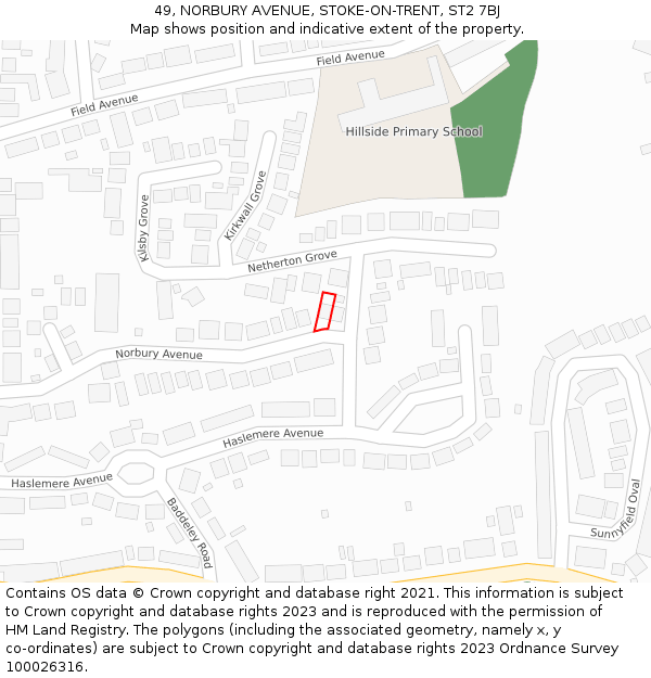 49, NORBURY AVENUE, STOKE-ON-TRENT, ST2 7BJ: Location map and indicative extent of plot