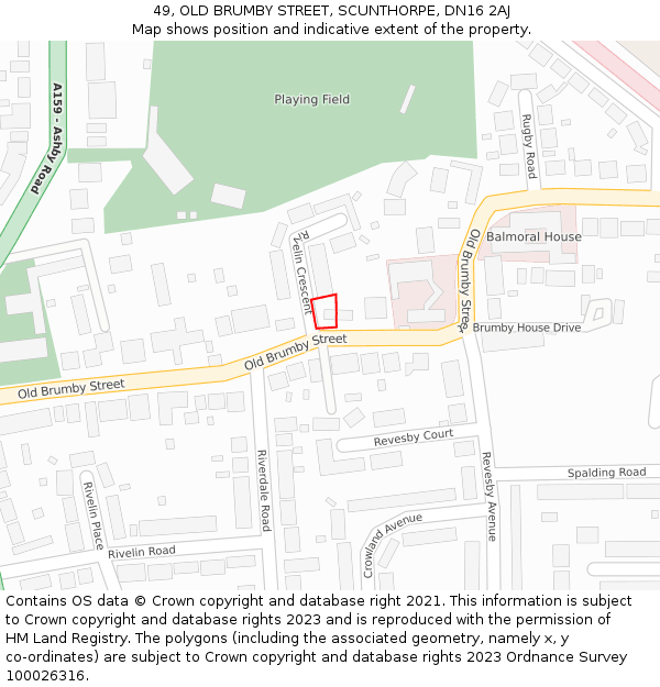 49, OLD BRUMBY STREET, SCUNTHORPE, DN16 2AJ: Location map and indicative extent of plot