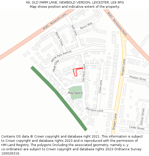 49, OLD FARM LANE, NEWBOLD VERDON, LEICESTER, LE9 9PG: Location map and indicative extent of plot