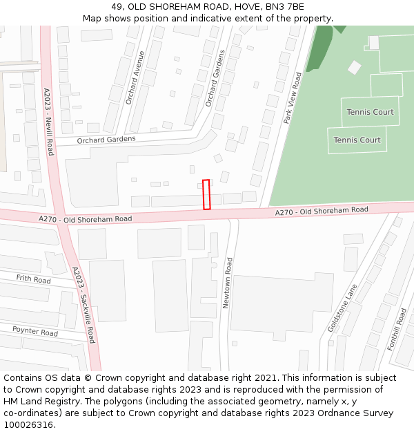 49, OLD SHOREHAM ROAD, HOVE, BN3 7BE: Location map and indicative extent of plot