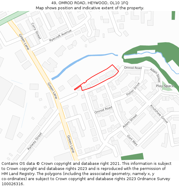 49, OMROD ROAD, HEYWOOD, OL10 1FQ: Location map and indicative extent of plot