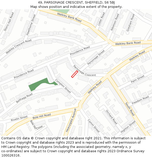 49, PARSONAGE CRESCENT, SHEFFIELD, S6 5BJ: Location map and indicative extent of plot