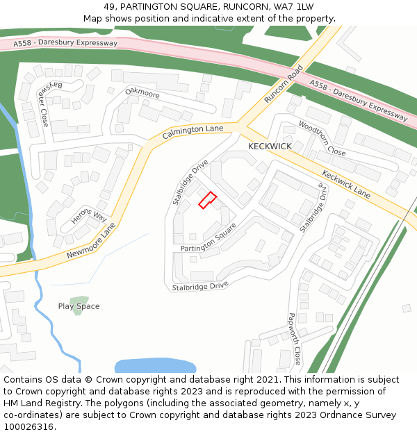 49, PARTINGTON SQUARE, RUNCORN, WA7 1LW: Location map and indicative extent of plot