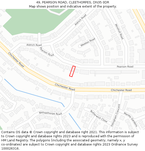 49, PEARSON ROAD, CLEETHORPES, DN35 0DR: Location map and indicative extent of plot