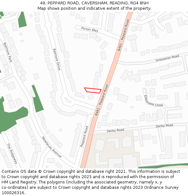 49, PEPPARD ROAD, CAVERSHAM, READING, RG4 8NH: Location map and indicative extent of plot