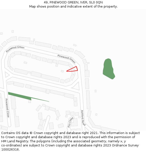 49, PINEWOOD GREEN, IVER, SL0 0QN: Location map and indicative extent of plot