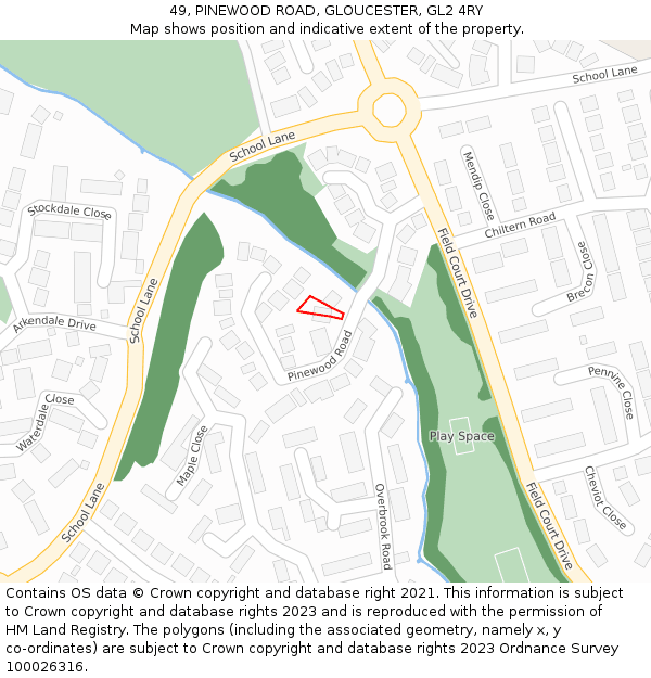 49, PINEWOOD ROAD, GLOUCESTER, GL2 4RY: Location map and indicative extent of plot