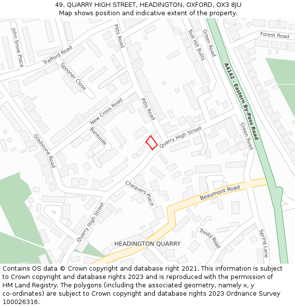 49, QUARRY HIGH STREET, HEADINGTON, OXFORD, OX3 8JU: Location map and indicative extent of plot