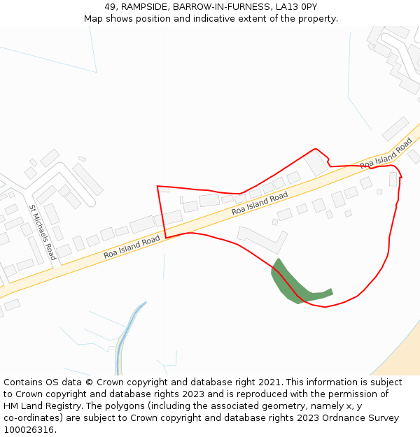 49, RAMPSIDE, BARROW-IN-FURNESS, LA13 0PY: Location map and indicative extent of plot