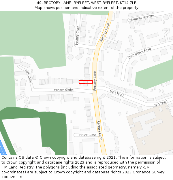 49, RECTORY LANE, BYFLEET, WEST BYFLEET, KT14 7LR: Location map and indicative extent of plot