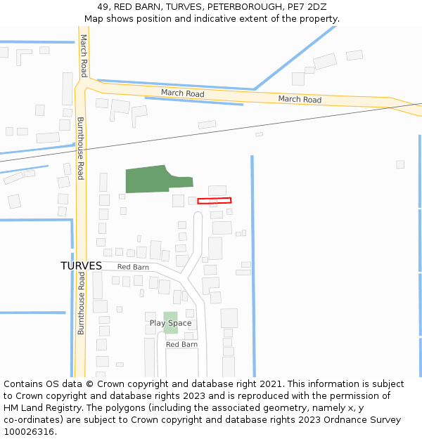 49, RED BARN, TURVES, PETERBOROUGH, PE7 2DZ: Location map and indicative extent of plot