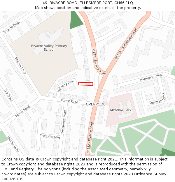 49, RIVACRE ROAD, ELLESMERE PORT, CH66 1LQ: Location map and indicative extent of plot