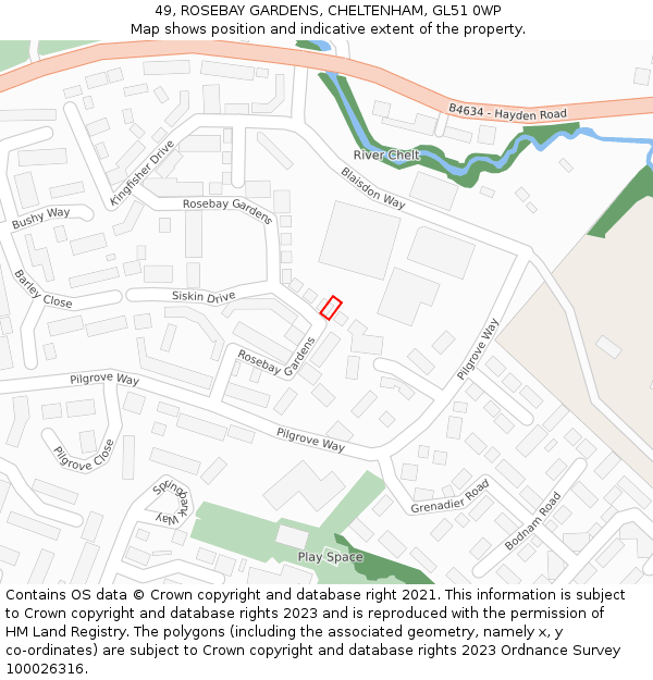 49, ROSEBAY GARDENS, CHELTENHAM, GL51 0WP: Location map and indicative extent of plot