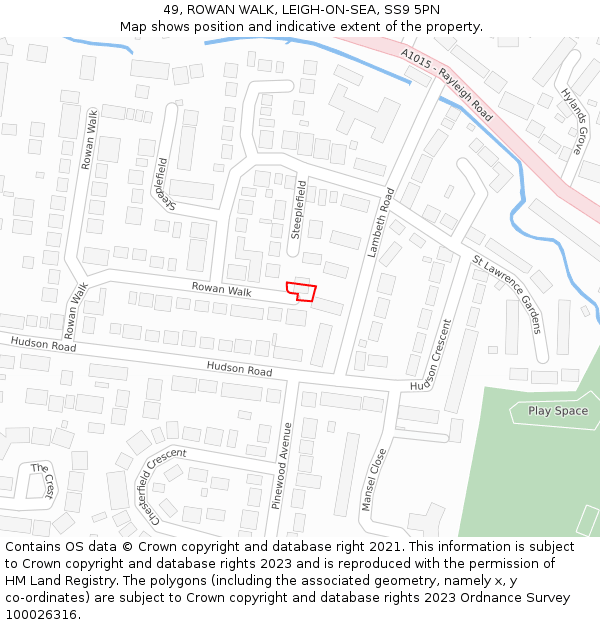 49, ROWAN WALK, LEIGH-ON-SEA, SS9 5PN: Location map and indicative extent of plot