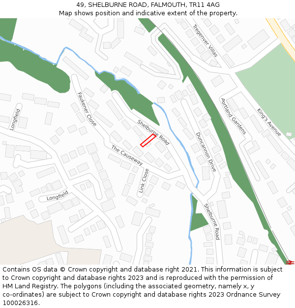 49, SHELBURNE ROAD, FALMOUTH, TR11 4AG: Location map and indicative extent of plot