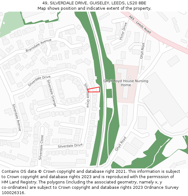 49, SILVERDALE DRIVE, GUISELEY, LEEDS, LS20 8BE: Location map and indicative extent of plot