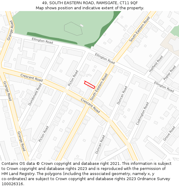 49, SOUTH EASTERN ROAD, RAMSGATE, CT11 9QF: Location map and indicative extent of plot