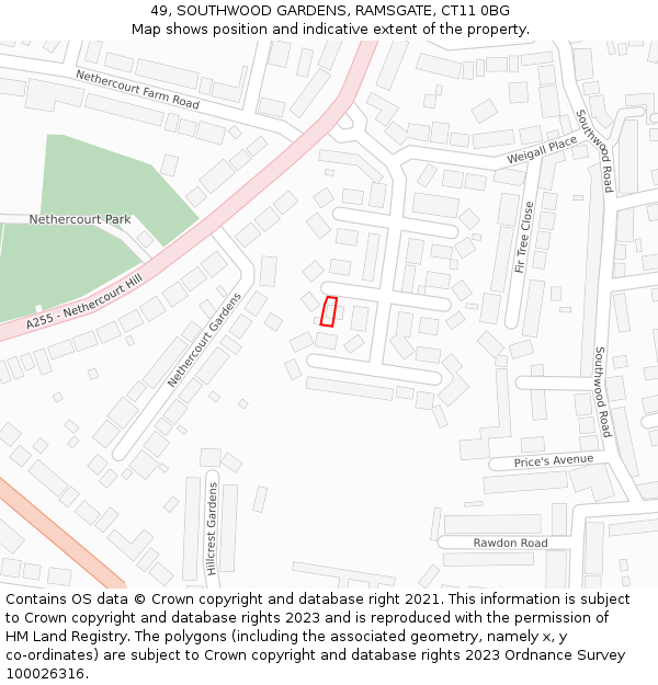 49, SOUTHWOOD GARDENS, RAMSGATE, CT11 0BG: Location map and indicative extent of plot