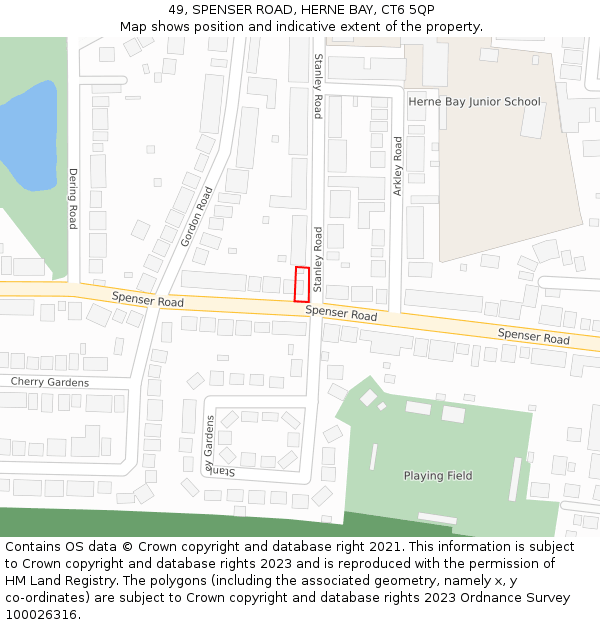 49, SPENSER ROAD, HERNE BAY, CT6 5QP: Location map and indicative extent of plot