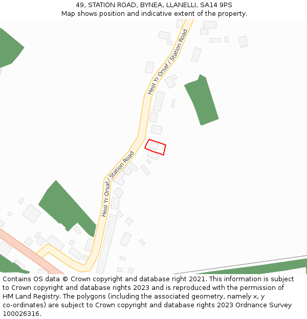 49, STATION ROAD, BYNEA, LLANELLI, SA14 9PS: Location map and indicative extent of plot