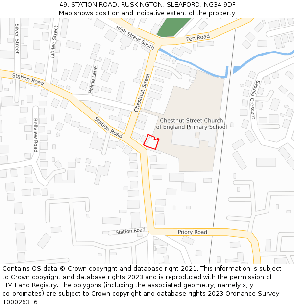 49, STATION ROAD, RUSKINGTON, SLEAFORD, NG34 9DF: Location map and indicative extent of plot