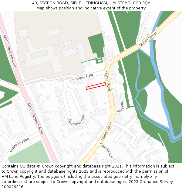 49, STATION ROAD, SIBLE HEDINGHAM, HALSTEAD, CO9 3QA: Location map and indicative extent of plot