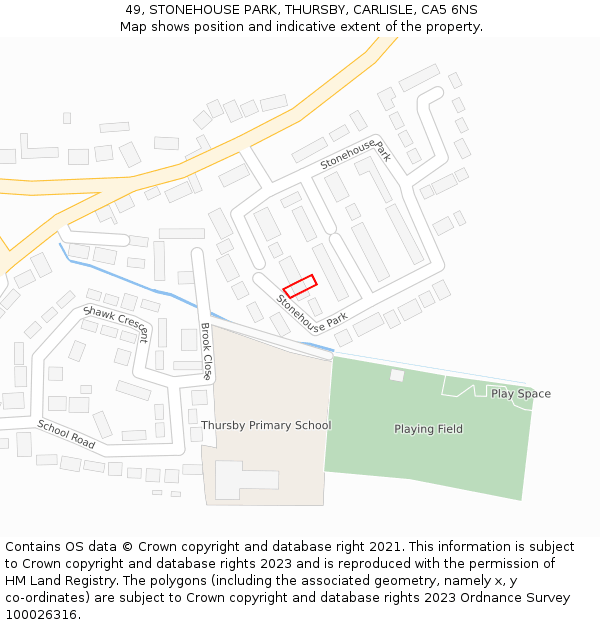 49, STONEHOUSE PARK, THURSBY, CARLISLE, CA5 6NS: Location map and indicative extent of plot