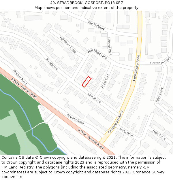 49, STRADBROOK, GOSPORT, PO13 0EZ: Location map and indicative extent of plot