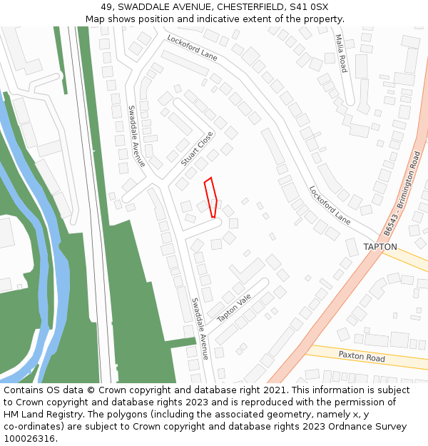 49, SWADDALE AVENUE, CHESTERFIELD, S41 0SX: Location map and indicative extent of plot