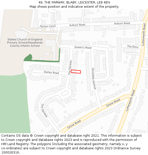 49, THE FAIRWAY, BLABY, LEICESTER, LE8 4EN: Location map and indicative extent of plot