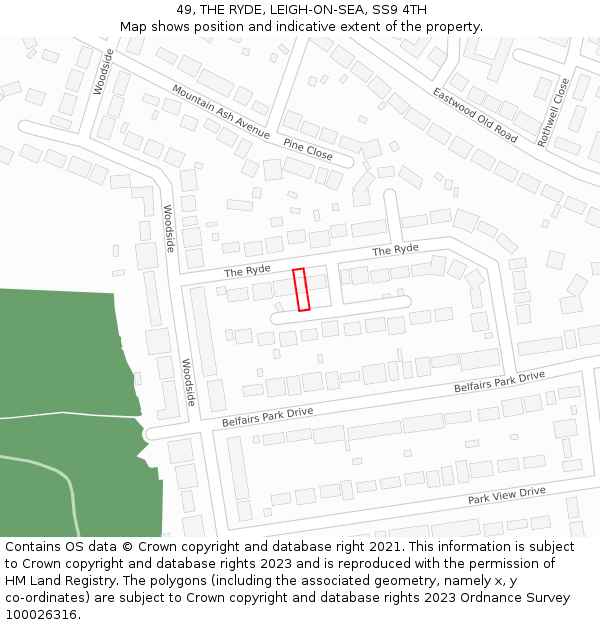 49, THE RYDE, LEIGH-ON-SEA, SS9 4TH: Location map and indicative extent of plot