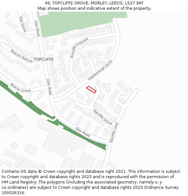 49, TOPCLIFFE GROVE, MORLEY, LEEDS, LS27 9AT: Location map and indicative extent of plot