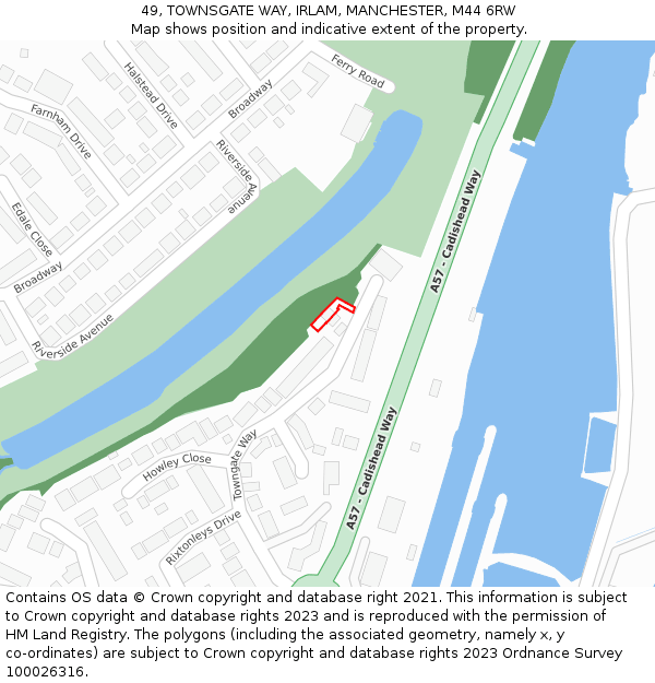 49, TOWNSGATE WAY, IRLAM, MANCHESTER, M44 6RW: Location map and indicative extent of plot