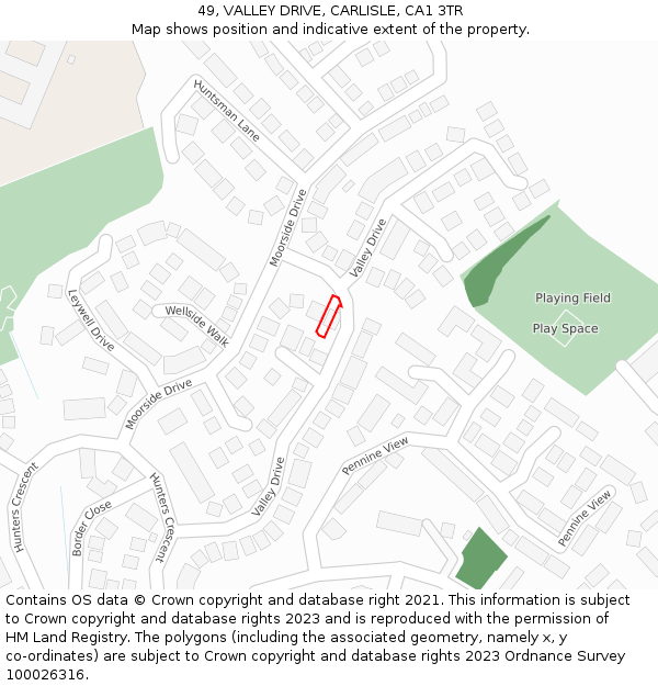 49, VALLEY DRIVE, CARLISLE, CA1 3TR: Location map and indicative extent of plot