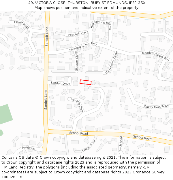 49, VICTORIA CLOSE, THURSTON, BURY ST EDMUNDS, IP31 3SX: Location map and indicative extent of plot